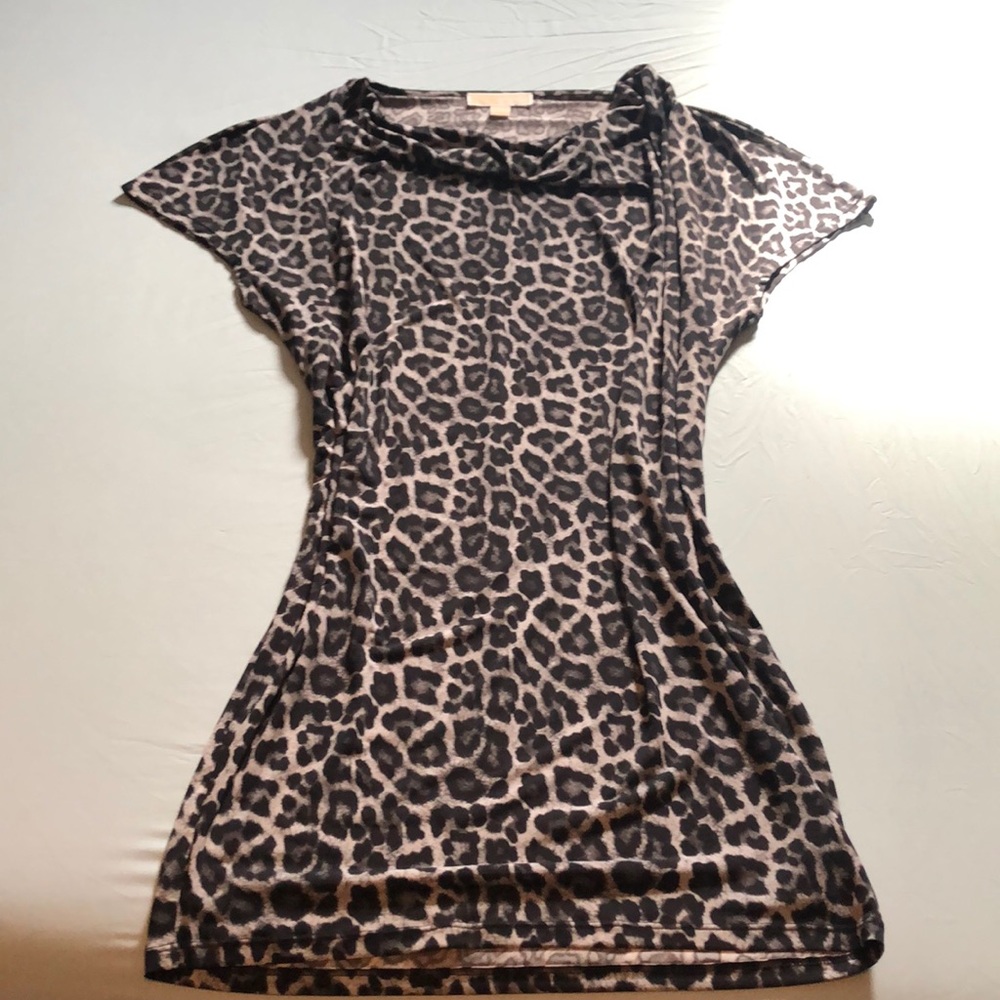 Michael Kors gray and black leopard dress